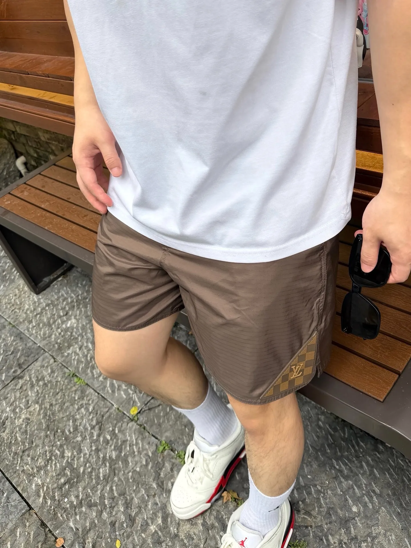 Louis Vuitton/Louis Vuitton 26ss hem silicone logo nylon beach shorts